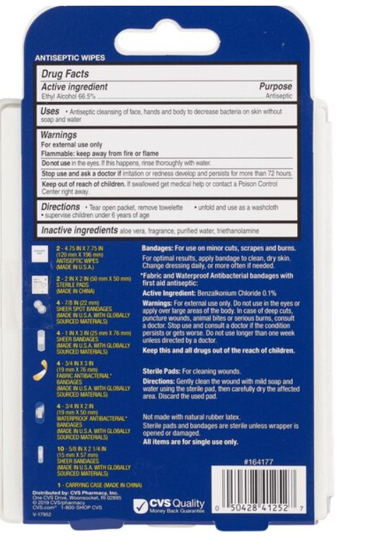 CVS Travel First Aid Kit, Antibacterial Essentials, 30-piece first aid kit