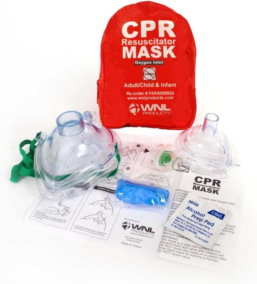 CPR Rescue Mask, Adult/Child & Infant Pocket Resuscitator, Soft Case Kit with…