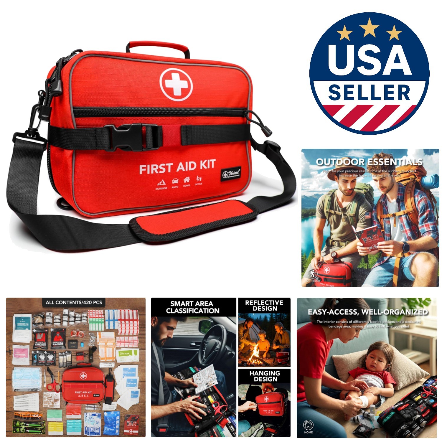 Compact 430-Piece Trauma Medical Kit – Perfect for Home, Car, and Outdoor Use