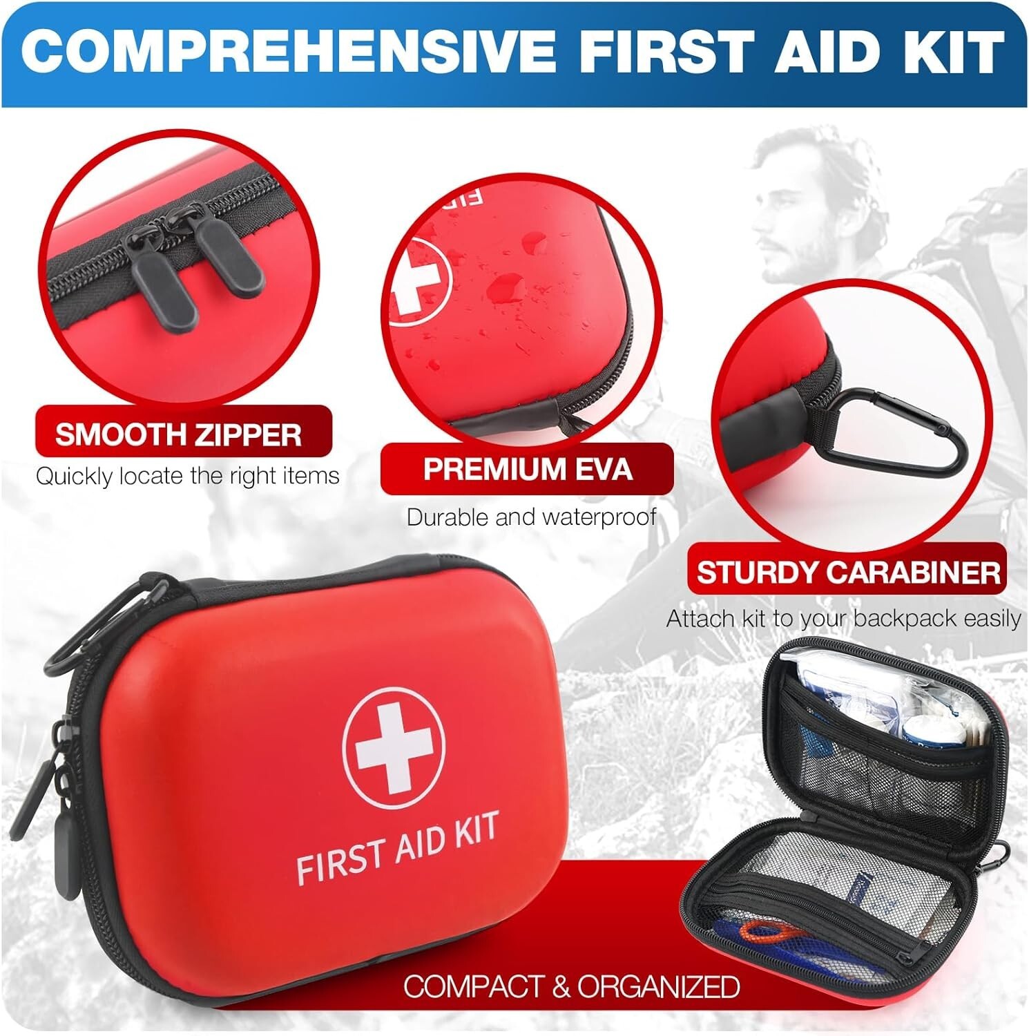 100pc First Aid Kit Bag Emergency Survival Home Travel Camping Hiking boat RV Ca