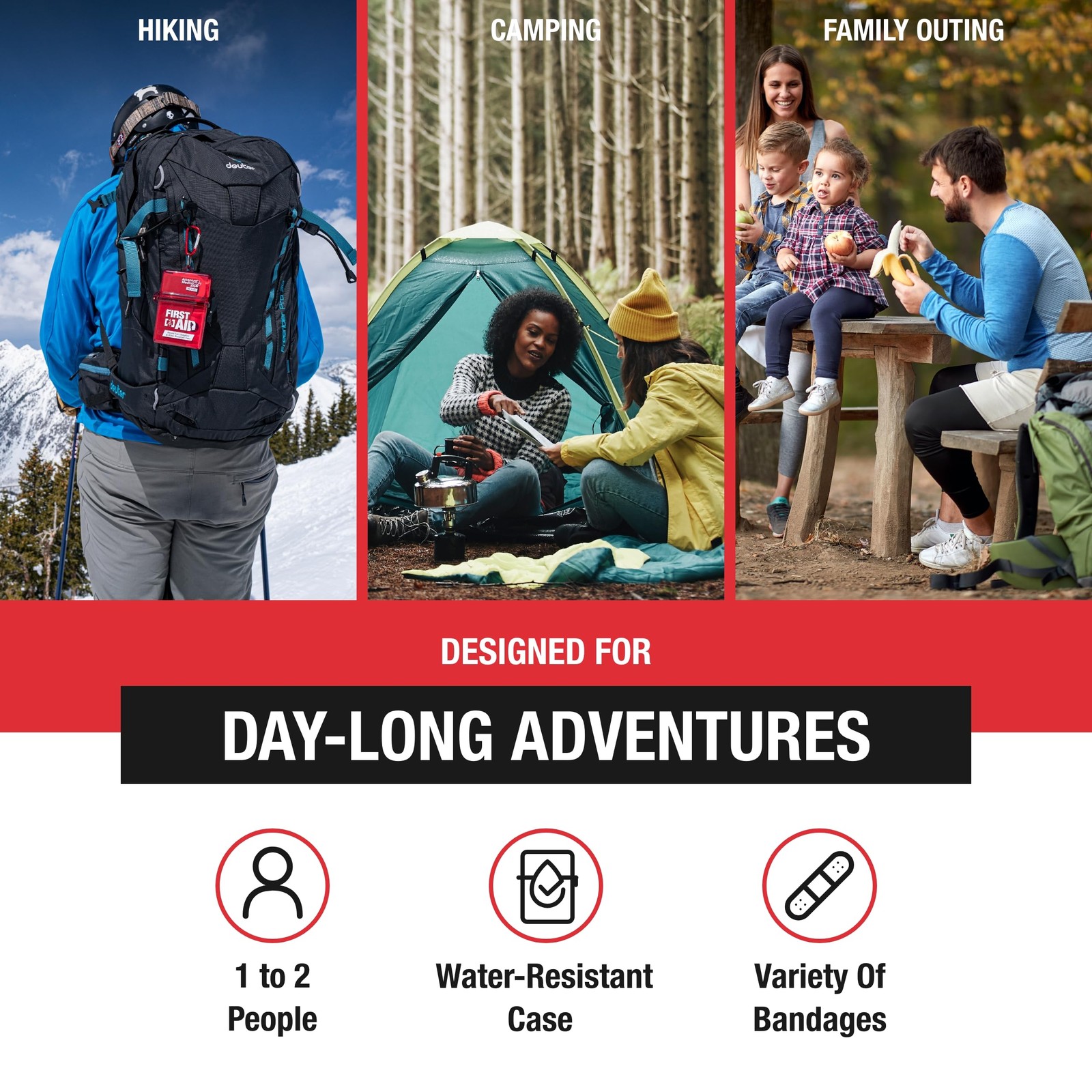 Adventure Medical Kits First Aid, Water-Resistant 2 Count (Pack of 1), Red