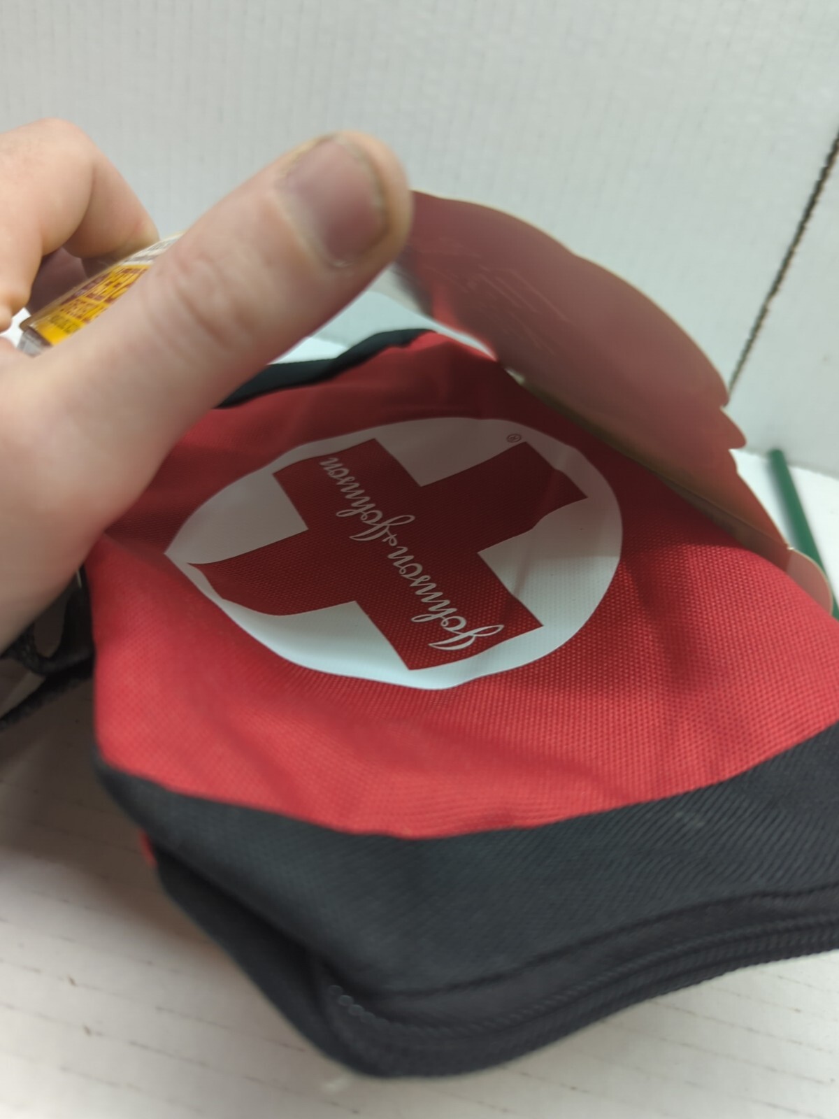 JOHNSON & JOHNSON BUILD YOUR OWN FIRST AID KIT BAG RED W/ BLACK AND GREY BDU