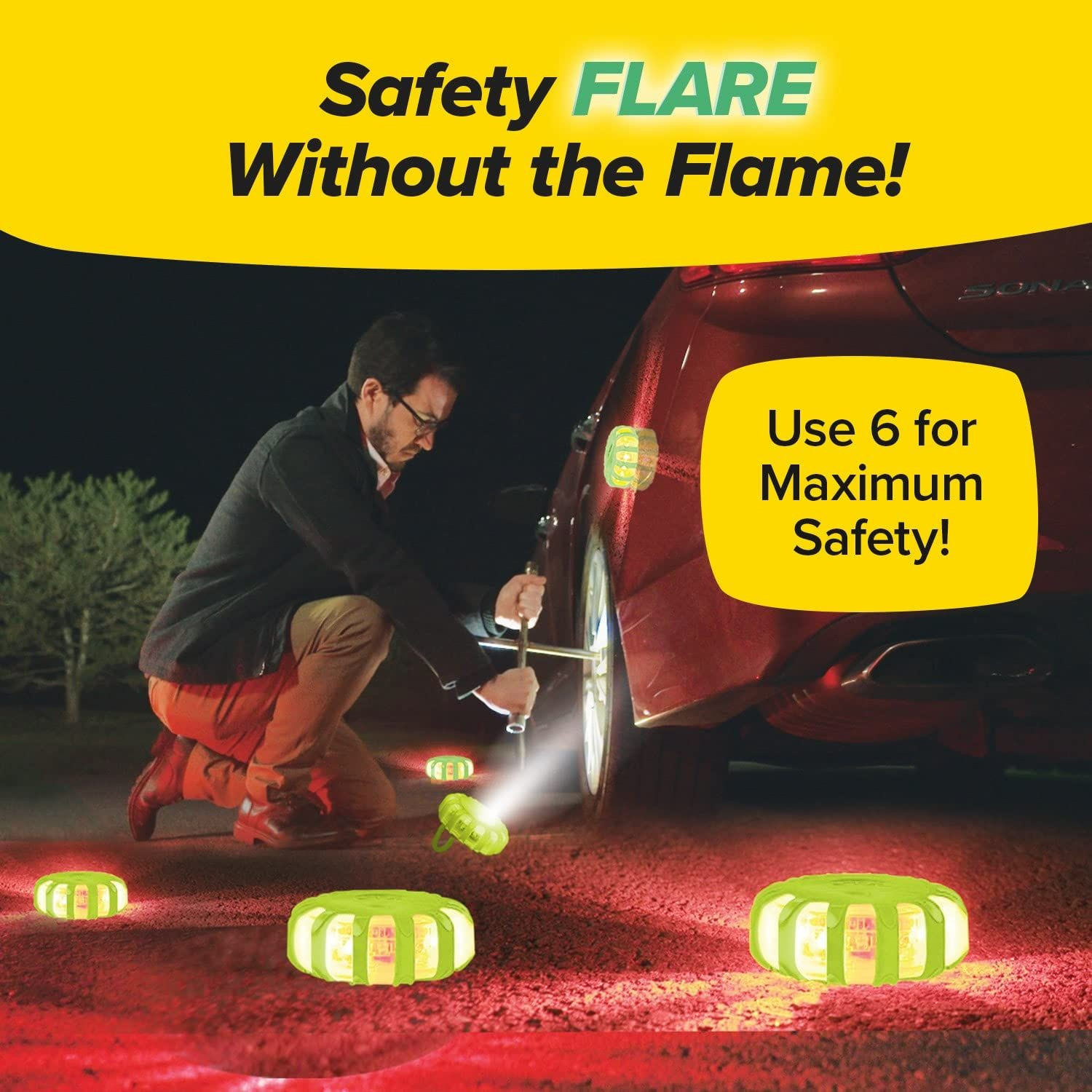 Lizard Flare Flameless Roadside Emergency Light, AS-SEEN-ON-TV, 6 In., Green
