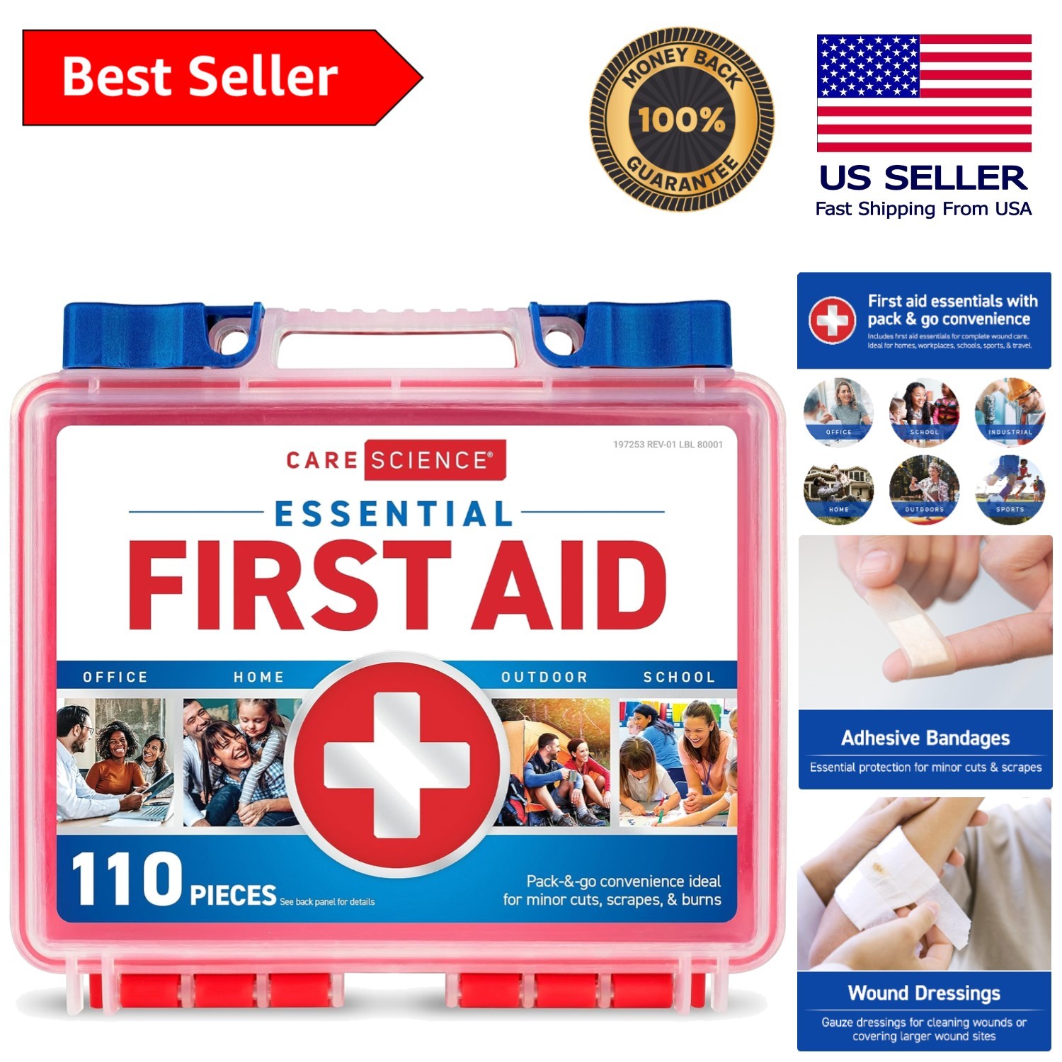 Compact 110-Piece First Aid Kit for Outdoor Adventures & Everyday Emergencies