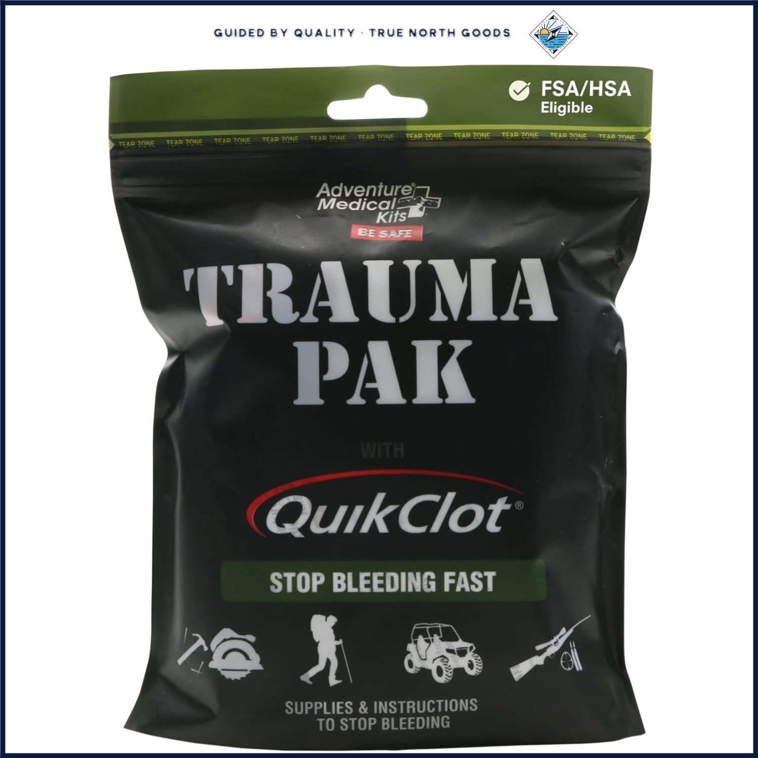 Waterproof Trauma Pak First Aid Kit with Essential Medical Supplies Included