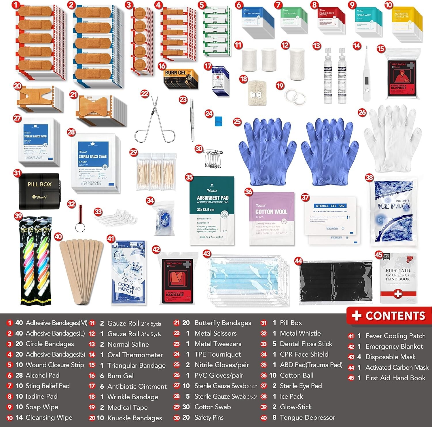 365 Pieces First Aid Kit, Durable Hard Case, for Home, Office, Car, Travel