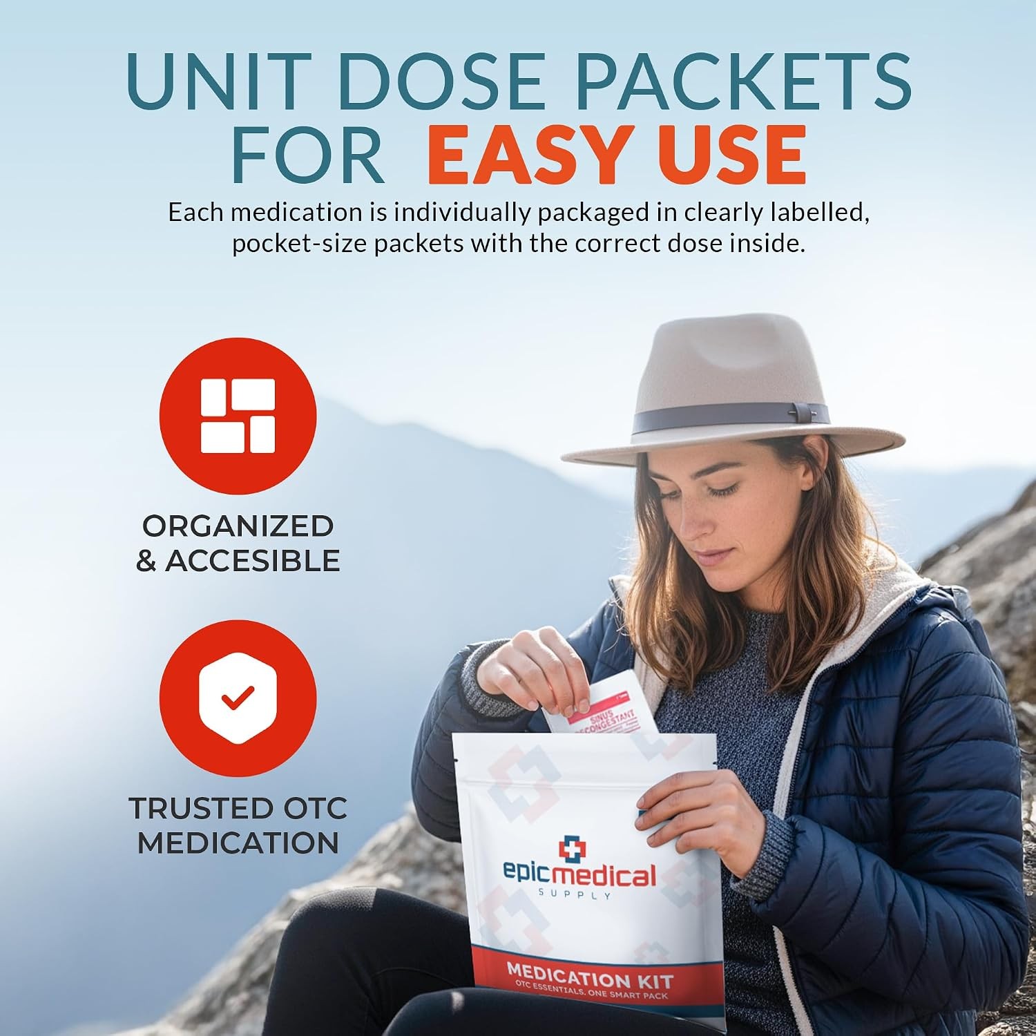 70-Count First Aid Medication Refill Kit – Unit Dose Packets Medical Supply