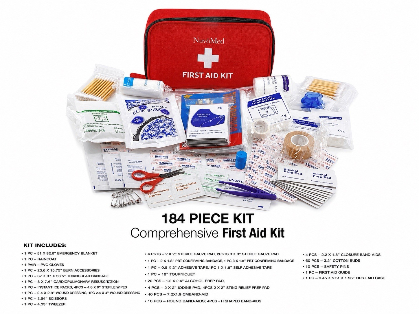 184 Piece First Aid Kit Emergency Medical Supplies Home Car Travel Camping