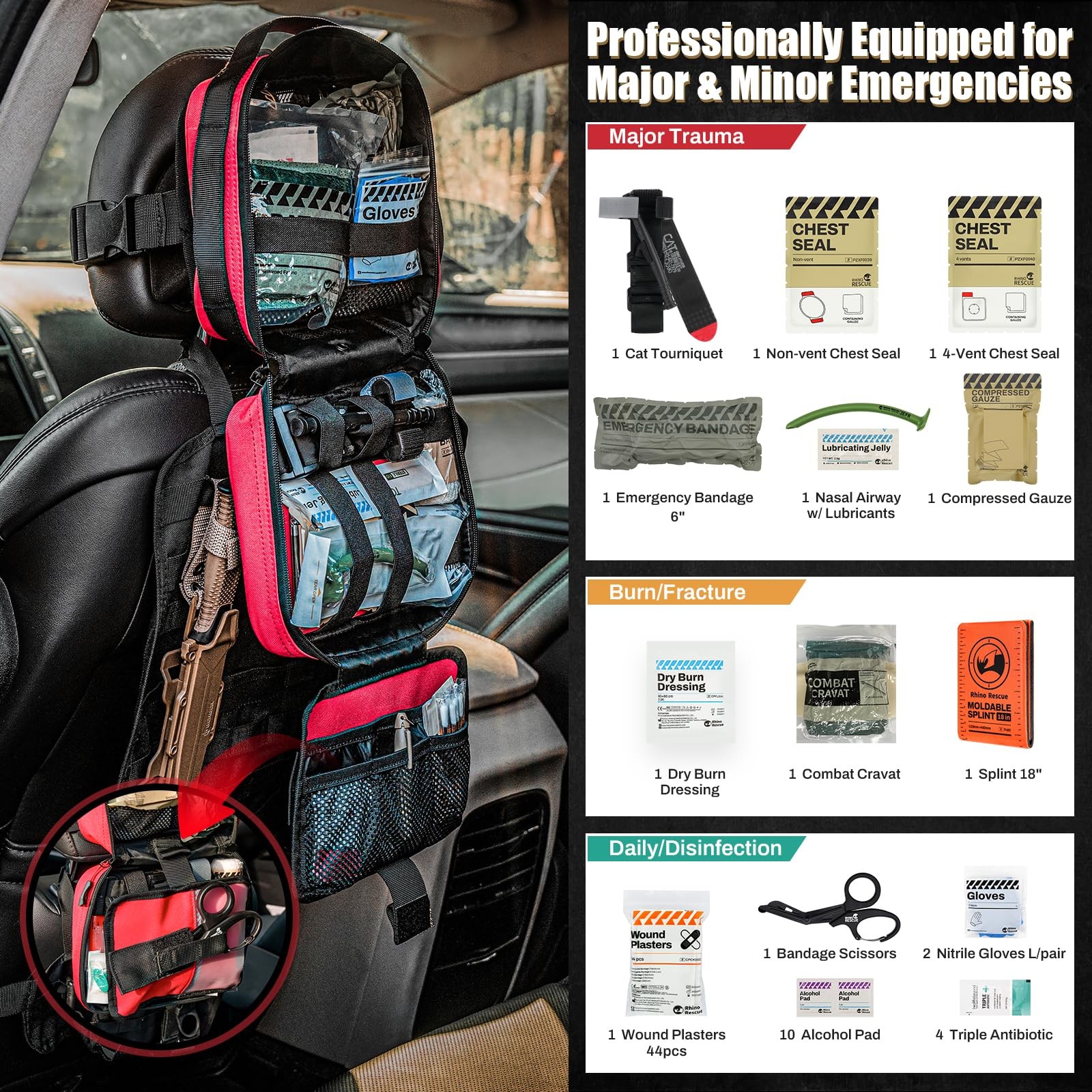 Vehicle IFAK Trauma Kit with C-A-T Tourniquet, Tactical First Aid Kit Molle P…