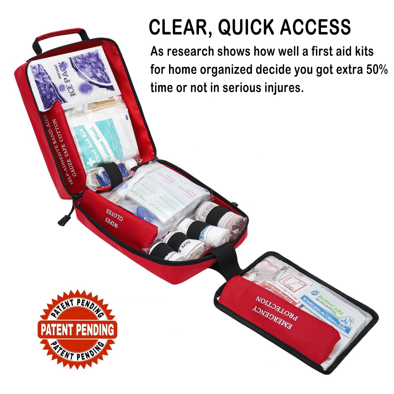 VRIEXSD 400 Piece Large First Aid Kit Premium Emergency Kits for Home, Red