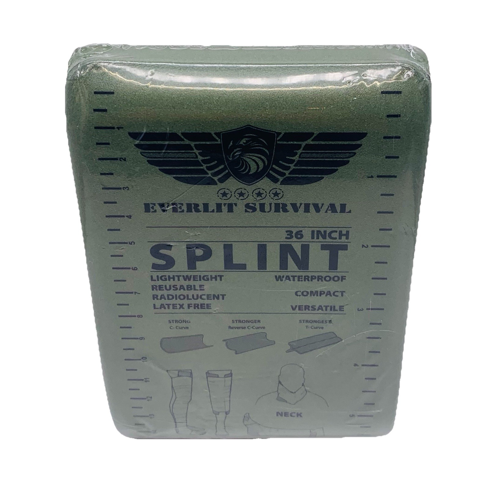 Everlit Survival 36 inch Splint Green Lightweight Reusable Waterproof – New