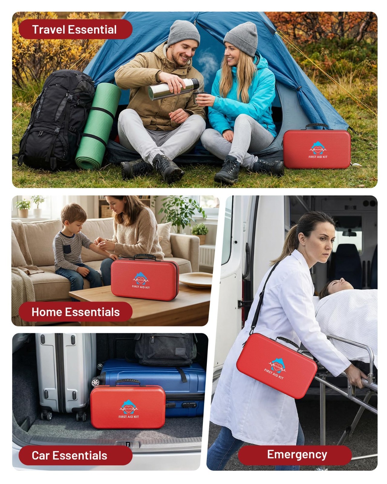 500 Pcs Waterproof First Aid Kit for Travel, Camping, Home, Car & Outdoor Use