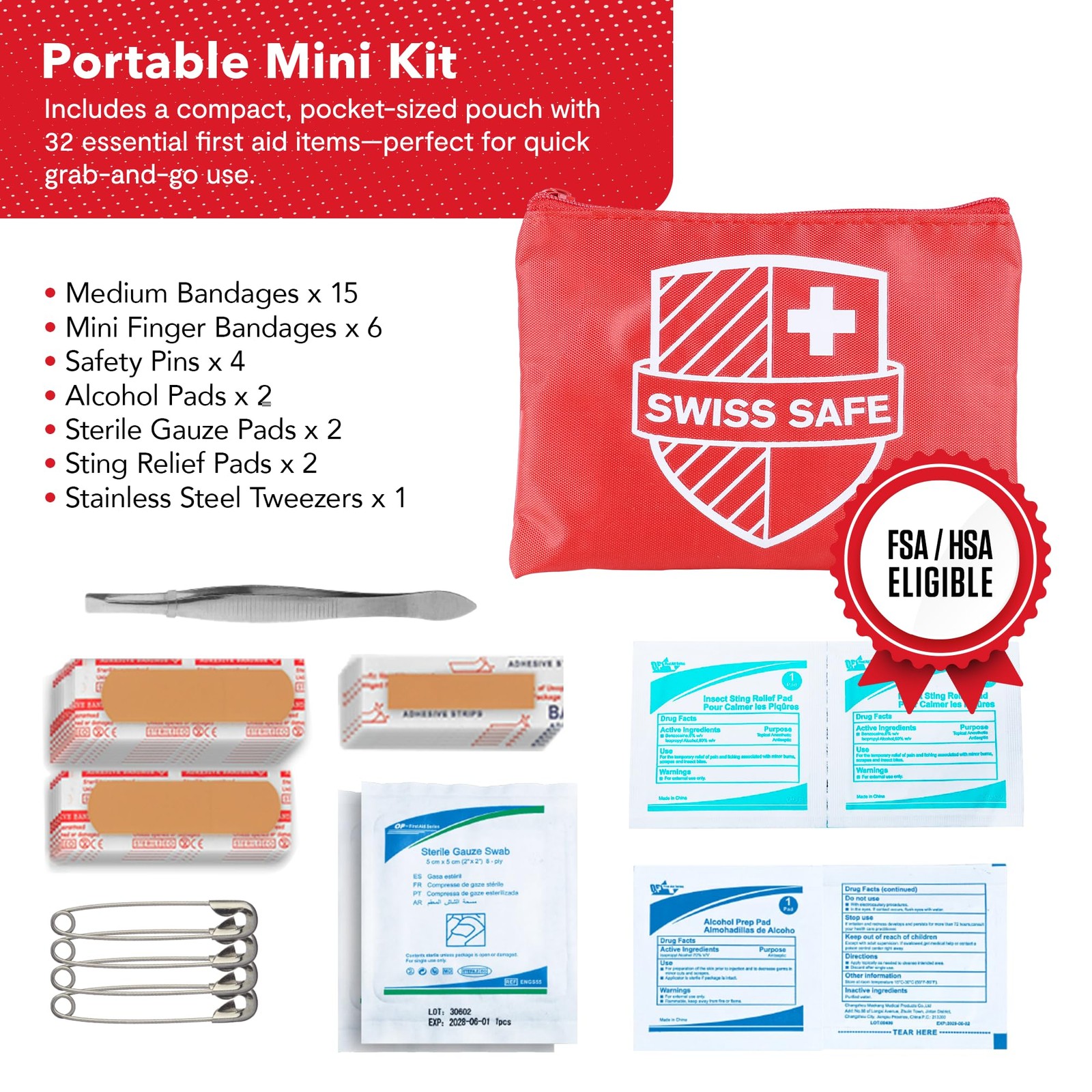 2-in-1 First Aid Kit for Car, Travel & Home, Businesses – Bonus Mini Kit for …