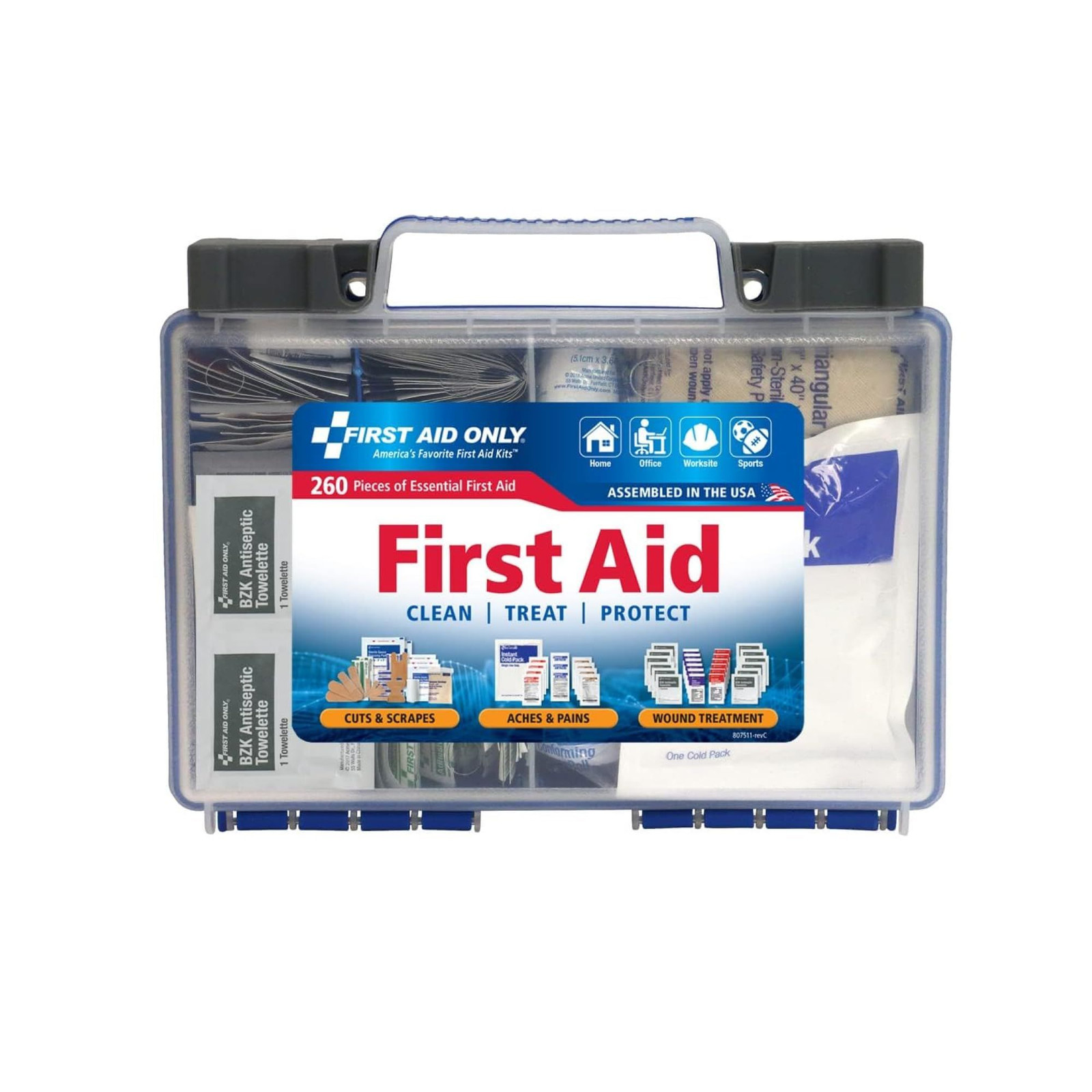 First Aid Only 91248 OSHA-Compliant 260 Count (Pack of 1), Multicolored