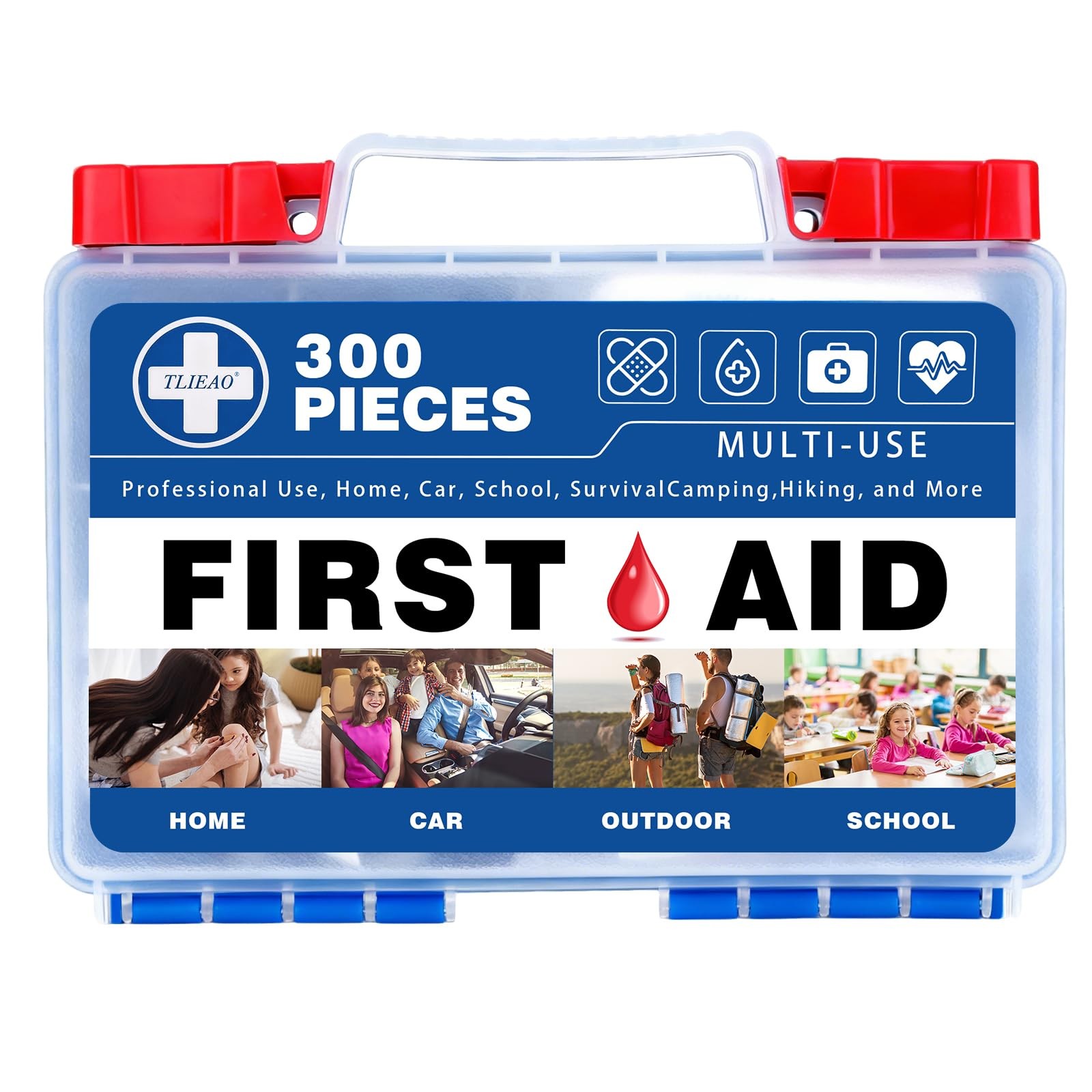 300 Piece Professional First Aid Kit, Multi-Function Portable Medical Kit for…