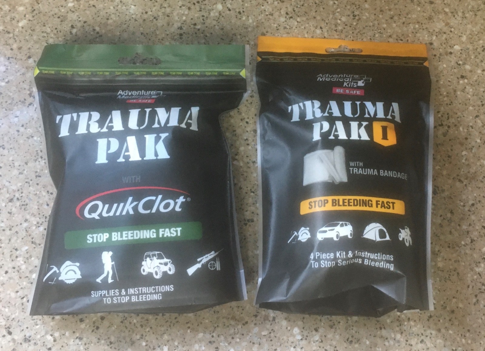 NEW Lot of 2 Adventure Medical Kits Trauma Pak Kits – QuikClot & Level 1 Trauma