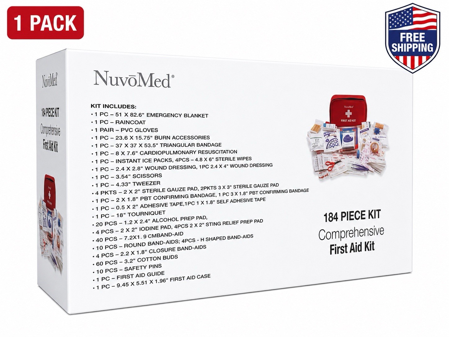 184 Piece First Aid Kit Emergency Medical Supplies Home Car Travel Camping