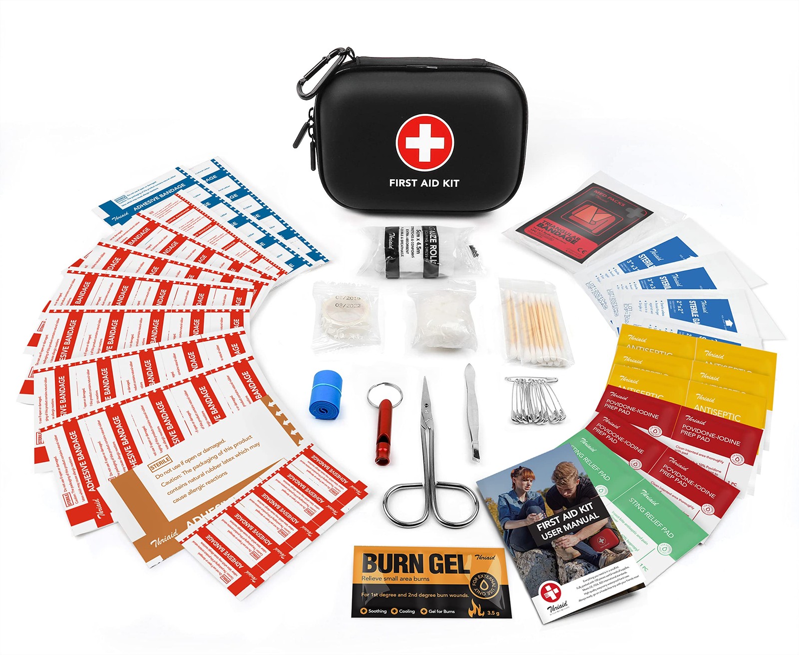 Mini First Aid Kit, 100 Pieces Water-Resistant 100 Count (Pack of 1), Black
