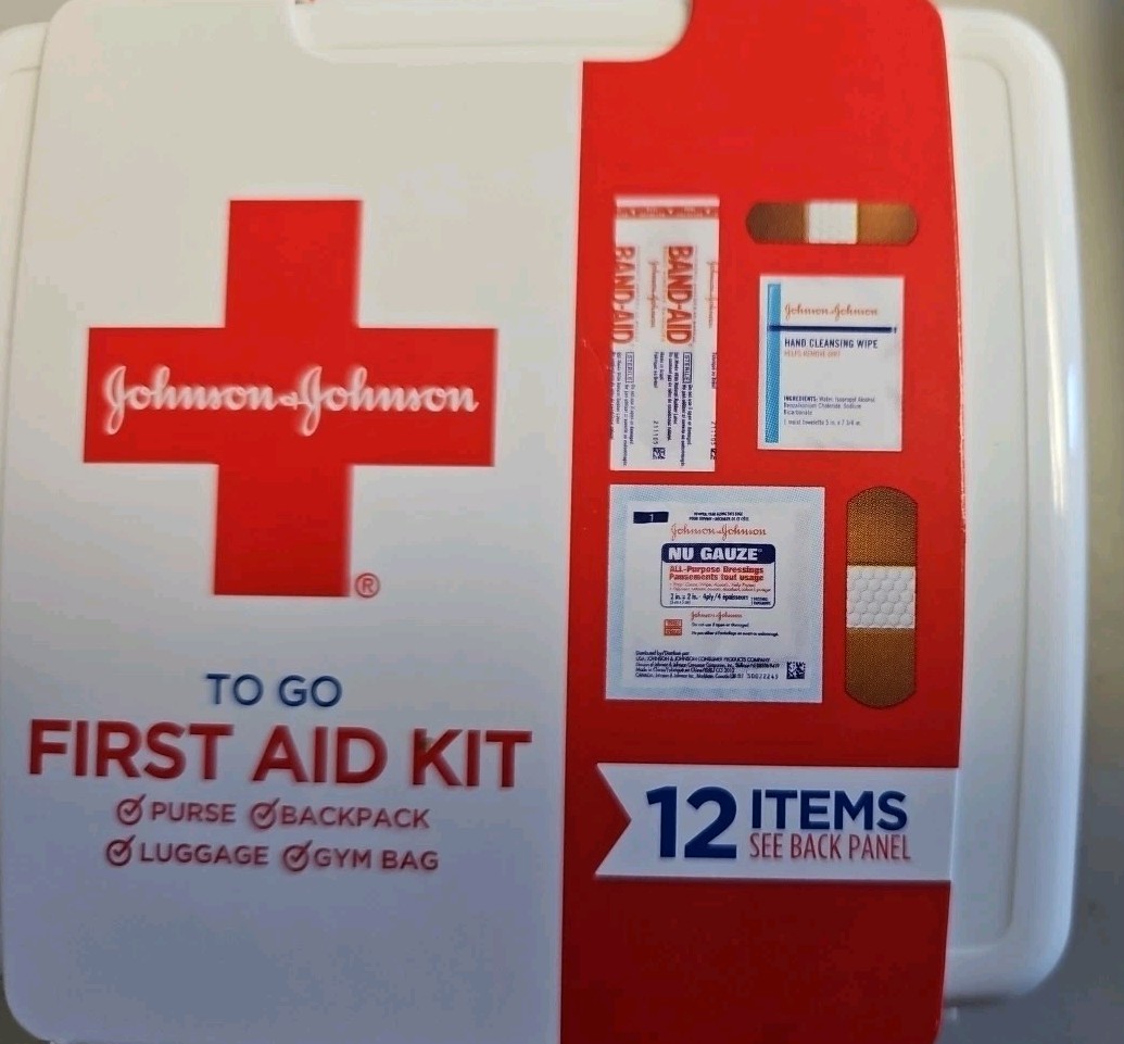 Johnson & Johnson First Aid To Go! Portable Mini Travel Kit, 12 pieces pack of 2