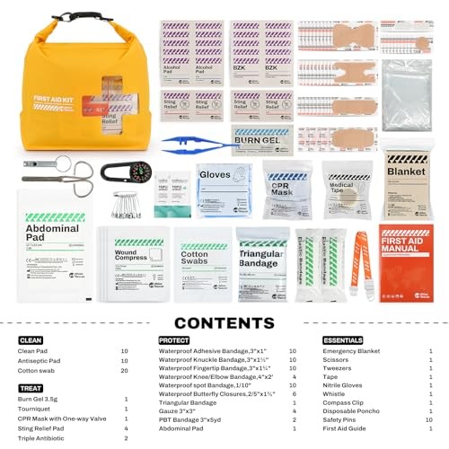 Waterproof Boat First Aid Kit, Lightweight Boat Accessories Dry Bag, Yellow
