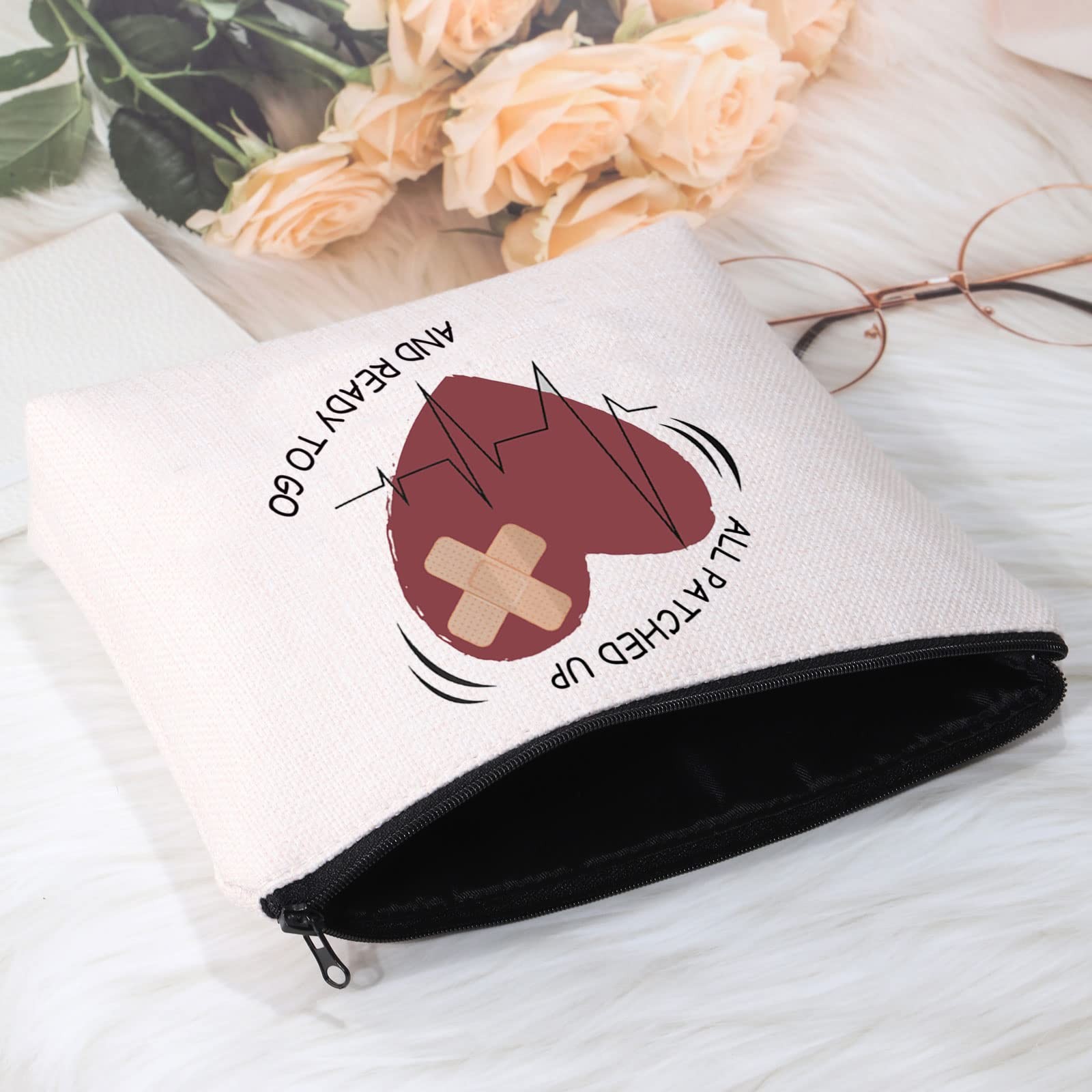 POFULL Heart Warrior Cosmetic Bag – Open Surgery All Patched up bag