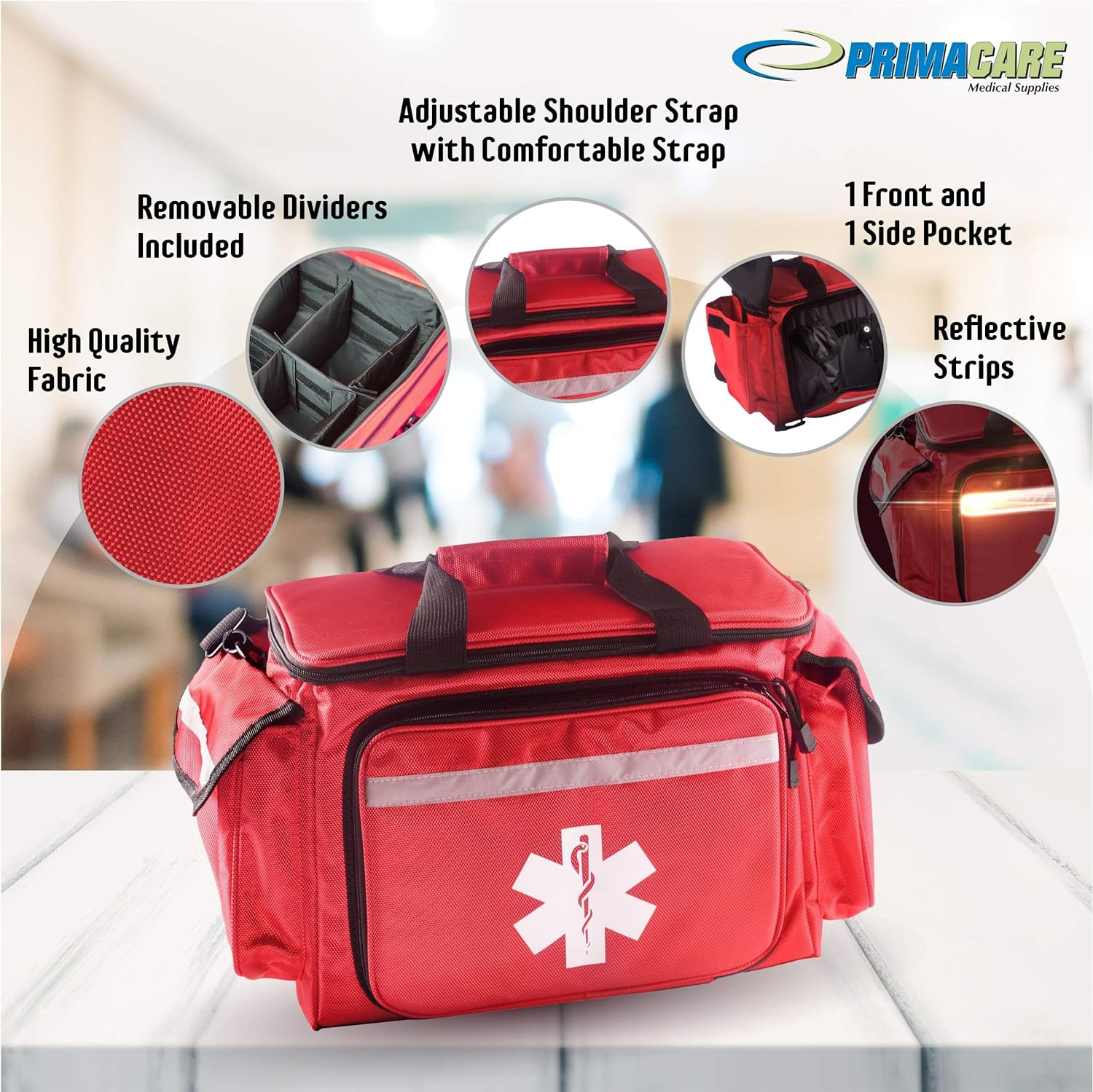 KB-1088 EMT First Responder Trauma Bag, Empty Deluxe EMS Shoulder Bag, Professio