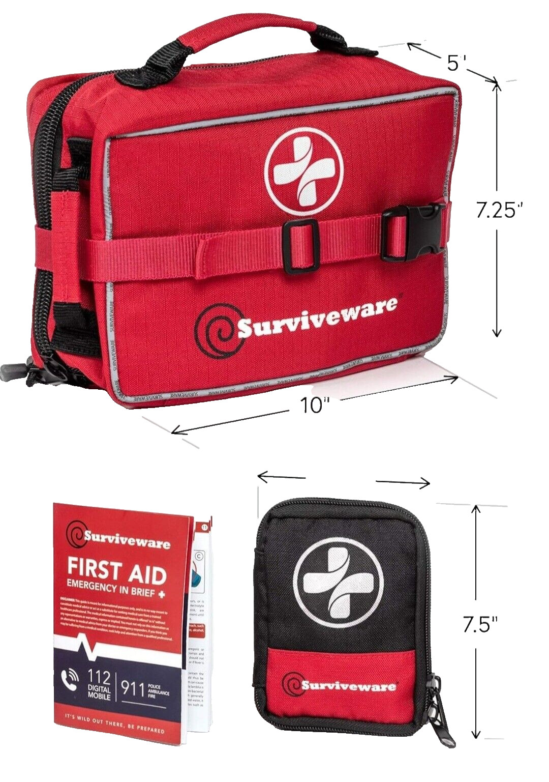 Surviveware FAK002 Travel First Aid Kit – Red