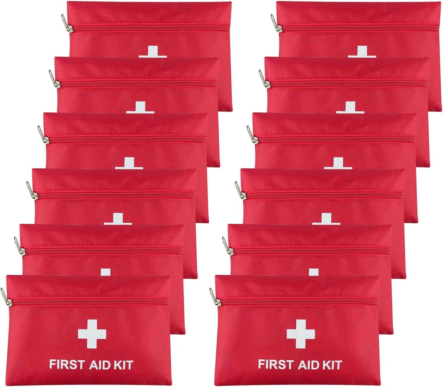 AOUTACC 12 Pack First Aid Empty Bag, Travel 7.9×5.5 Inch (Pack of 12), Red
