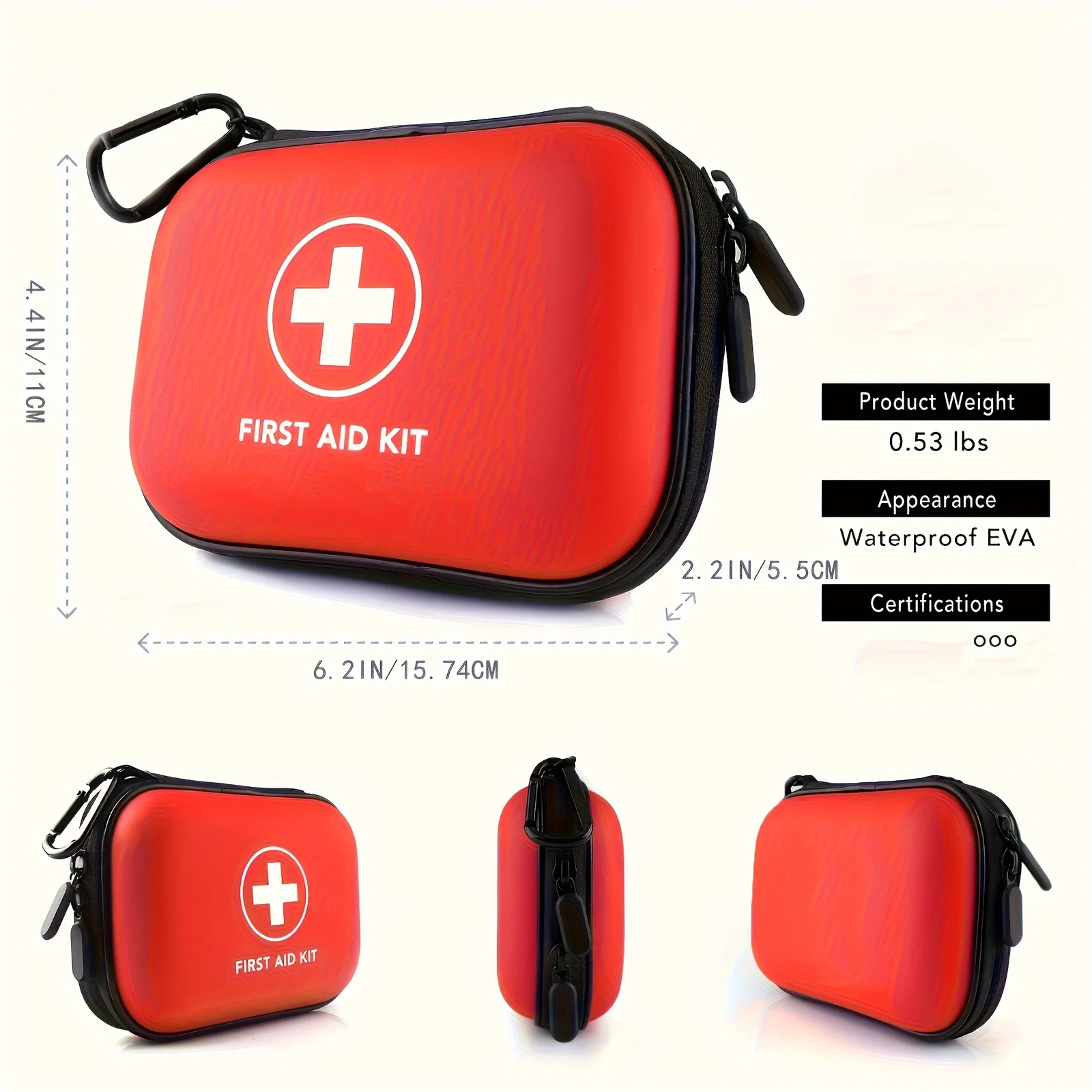 First Aid Kit Complete, 104Pcs Water-Resistant Hard Shell Small Case For Travel