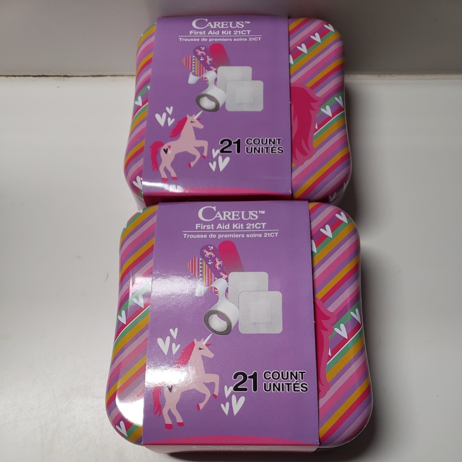 Unicorn First Aid Kit 21ct in Reusable Metal Tin, set of 2 New
