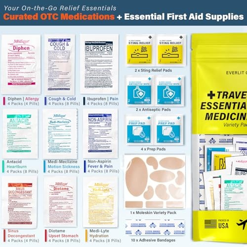 EVERLIT CARE Travel Essential Medicine First Aid Kit I Bonus Refill Pack
