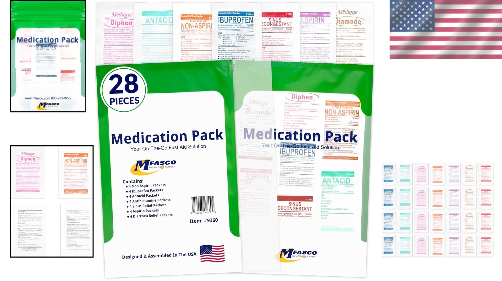 First Aid Kit Refill Supplies Pack with Medications Portable Travel Compact