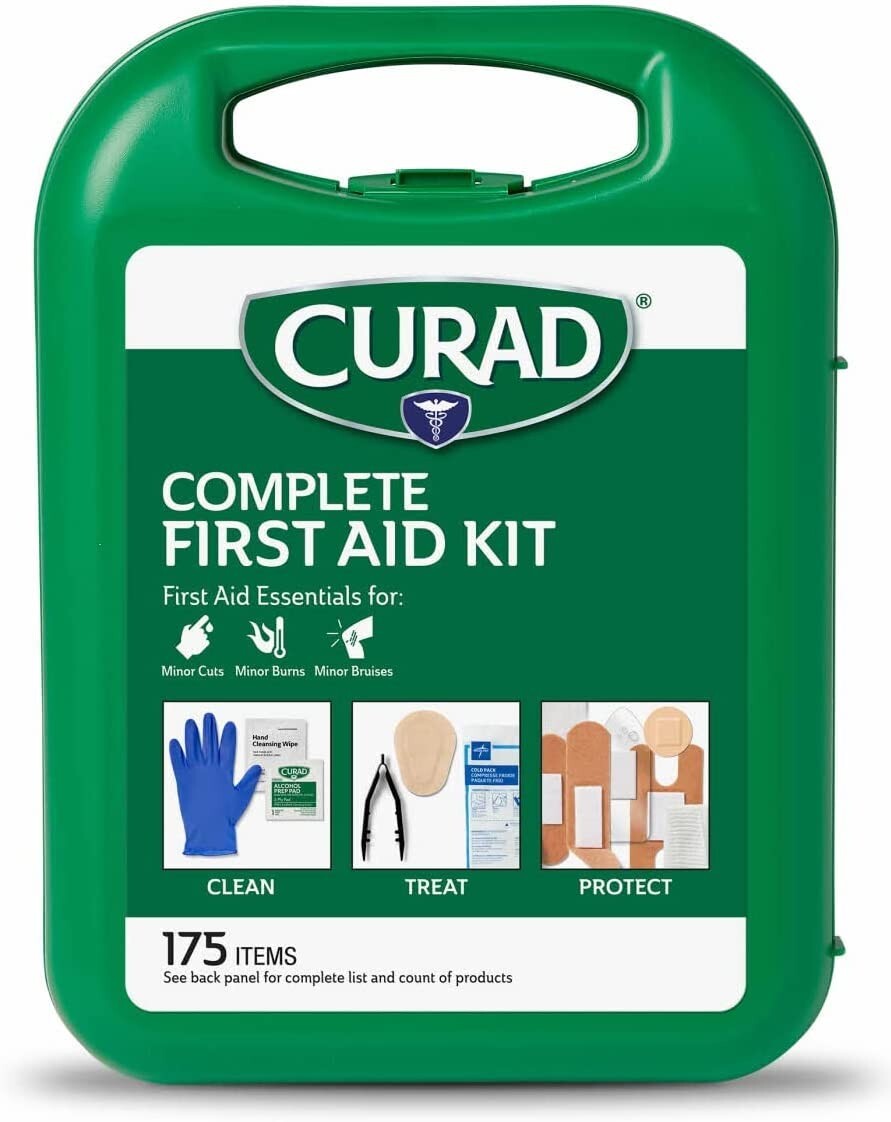 Curad Complete First Aid Kit in Hard Case, Minor Cuts, Burns & Bruises, 175 pcs