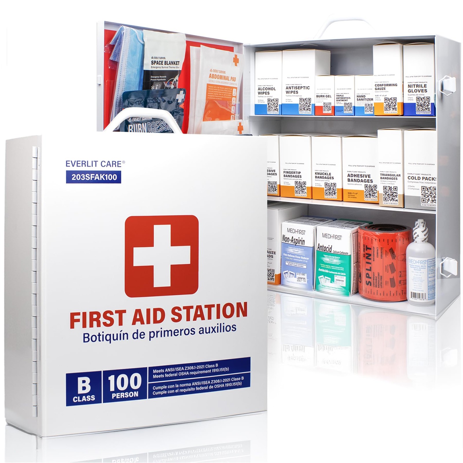 3-Shelf OSHA-Compliant First Aid Kit, ANSI Class B+ 100 Person Emergency Firs…