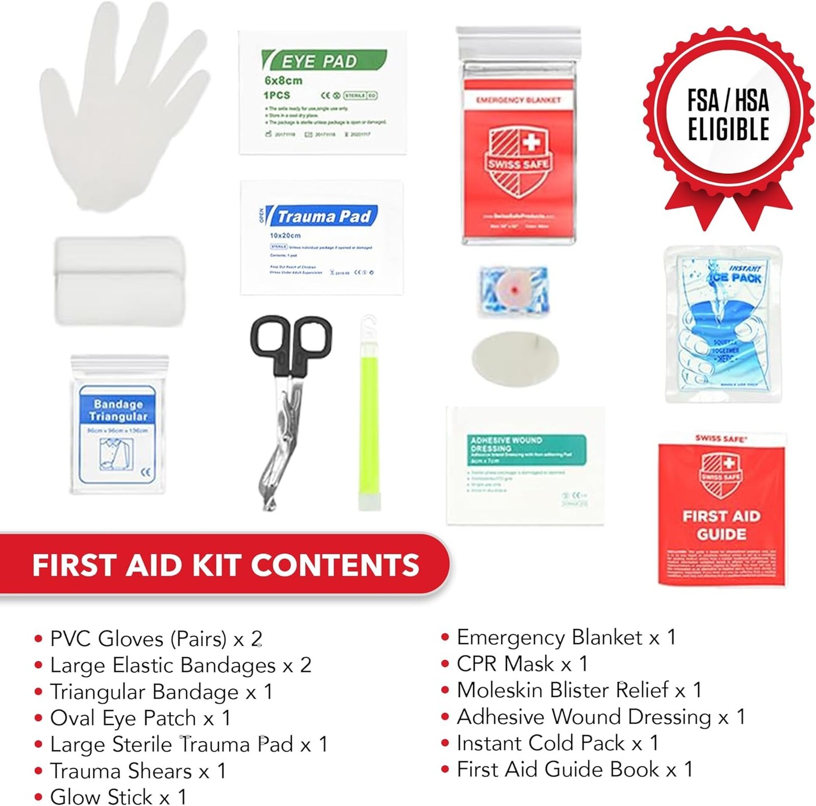 First Aid Kit for Car Travel Home Business 348 Pcs Large Hardcase FAK with Mini