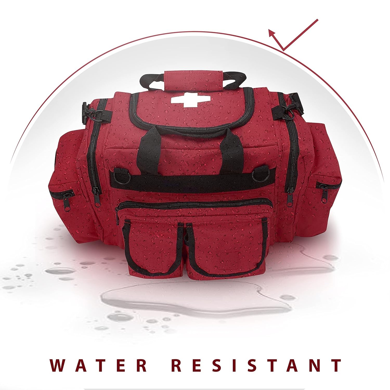 ASA TECHMED First Aid Responder EMS Emergency Medical Trauma Bag Deluxe, Red