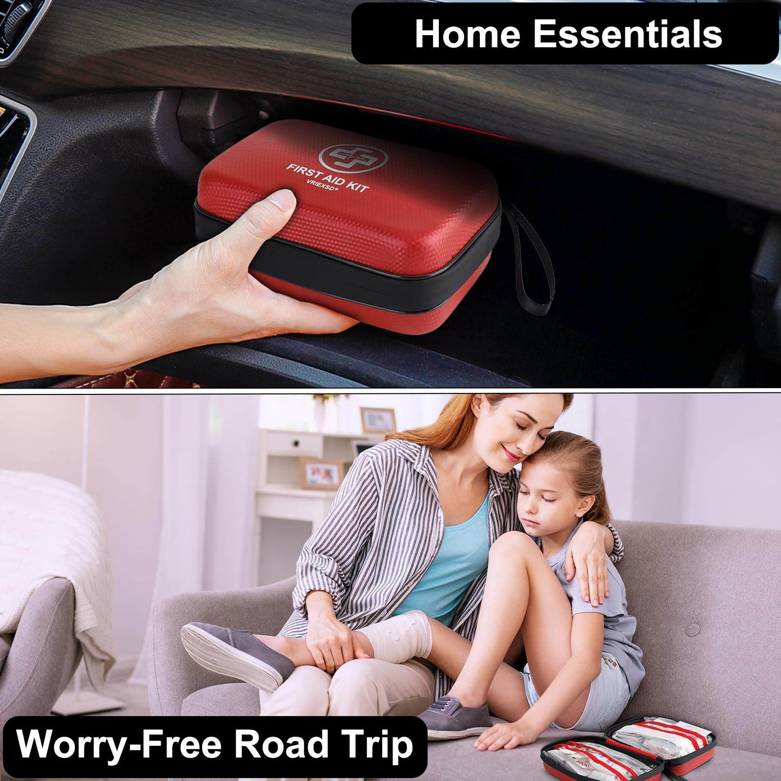 VRIEXSD Premium First Aid Kit 320 Pcs Waterproof EVA Hard Shell Home Camping Car