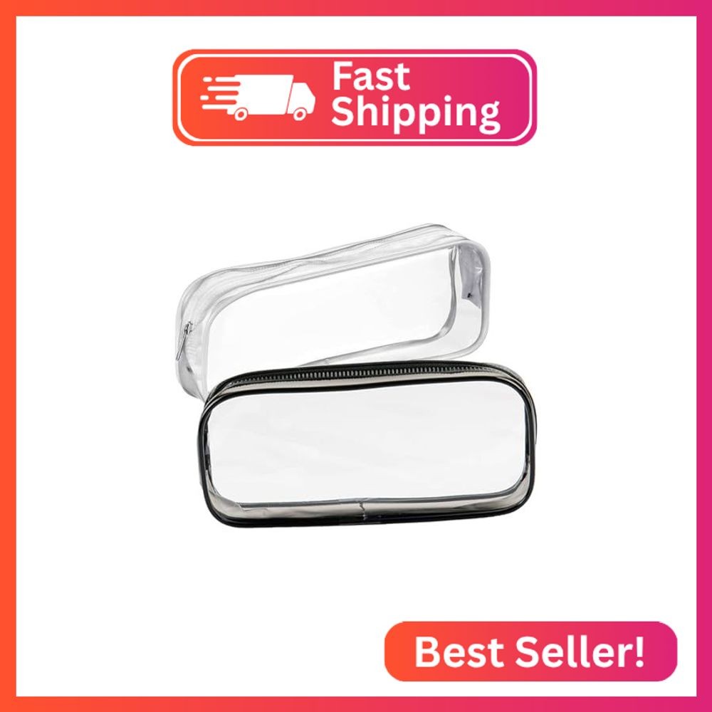 GAQWOK 2Pcs Clear Toiletry Bags for Traveling – Black and White Set | Convenient