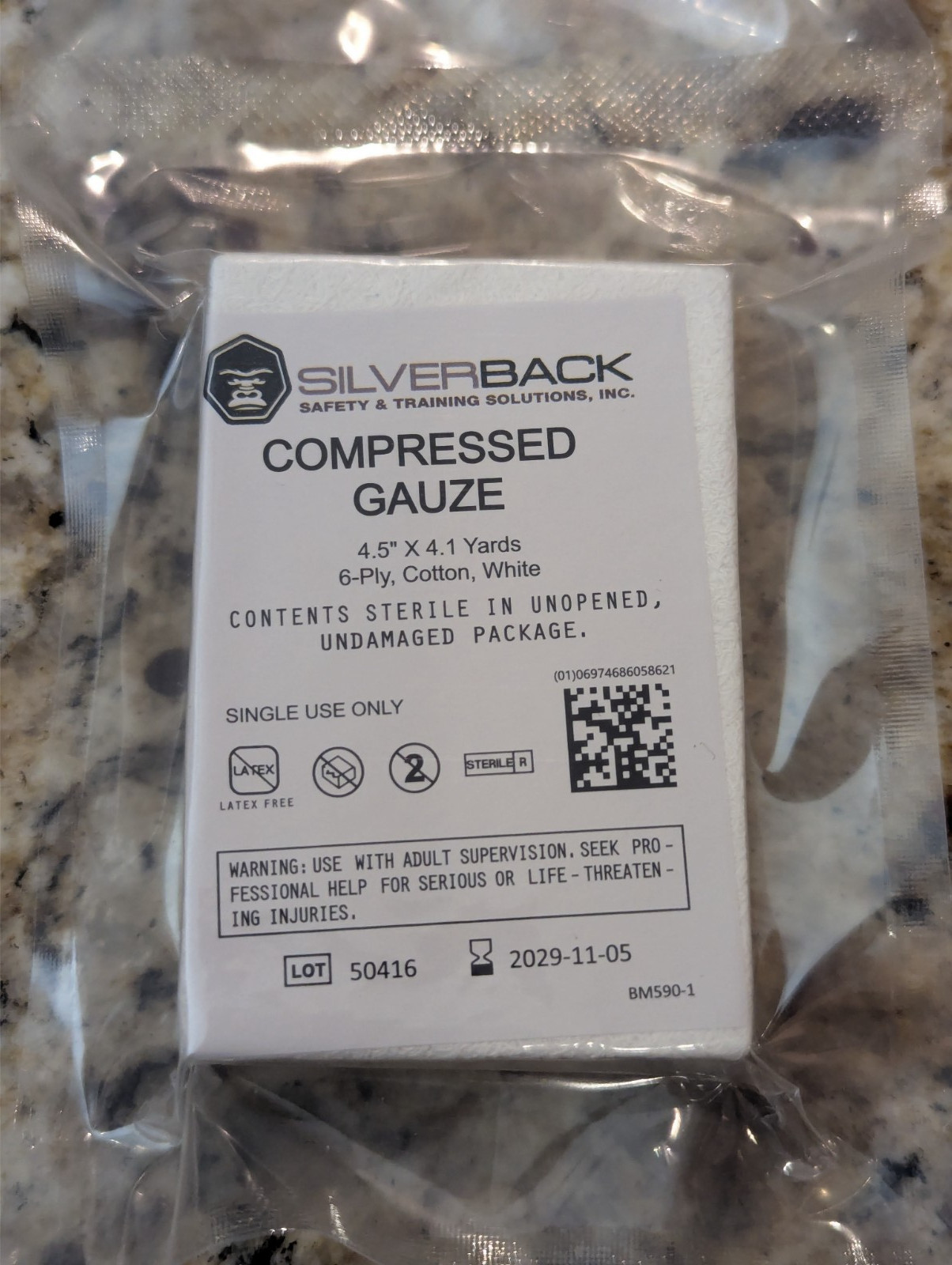 Silver Back 10pc Safety Pack First Aid Gauze Pressure Bandage Black