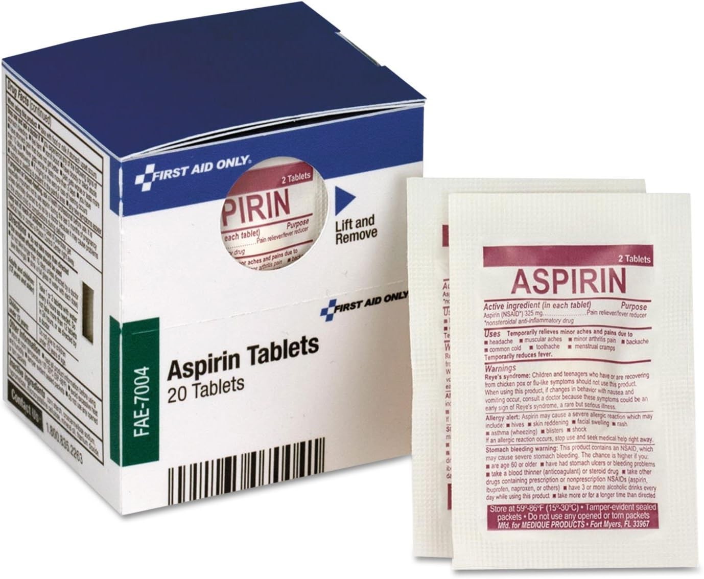 SmartCompliance Aspirin Refill 10 Packets for Aches Pains and Fever Relief