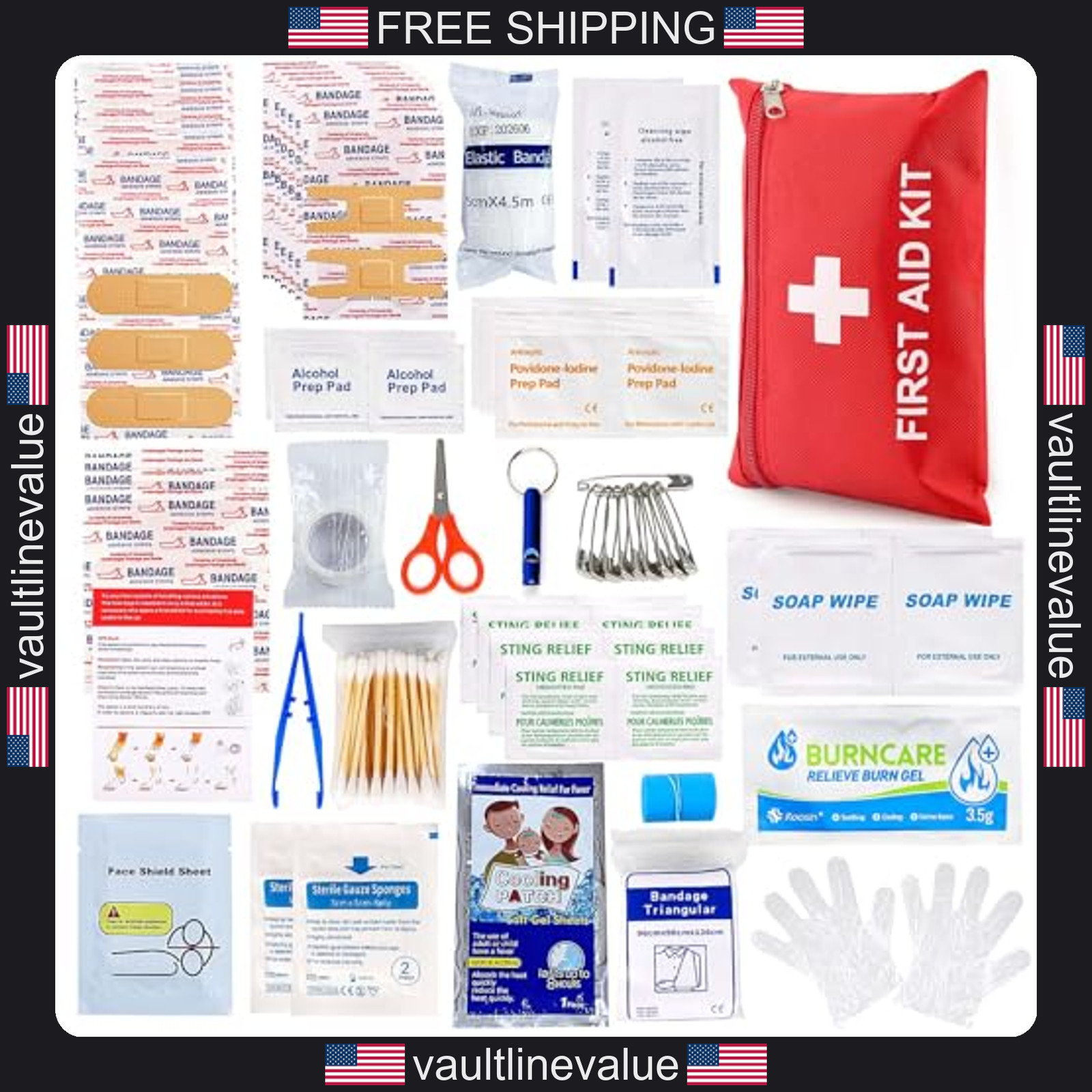 First Aid Kit 107 Piece Emergency Trauma Kit for Home Car Travel Hiking Camping