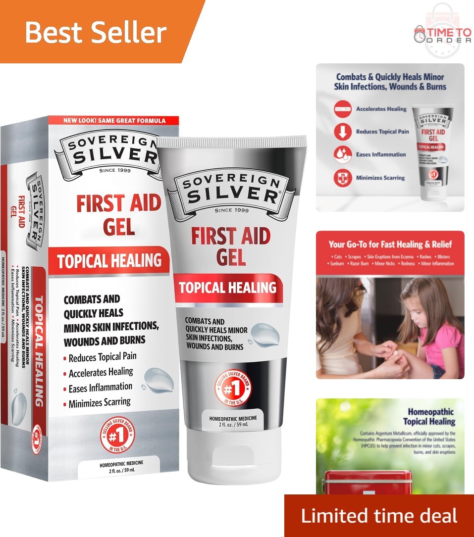 First Aid Gel Silver Wound Care Support Minor Skin Irritations 2 fl oz