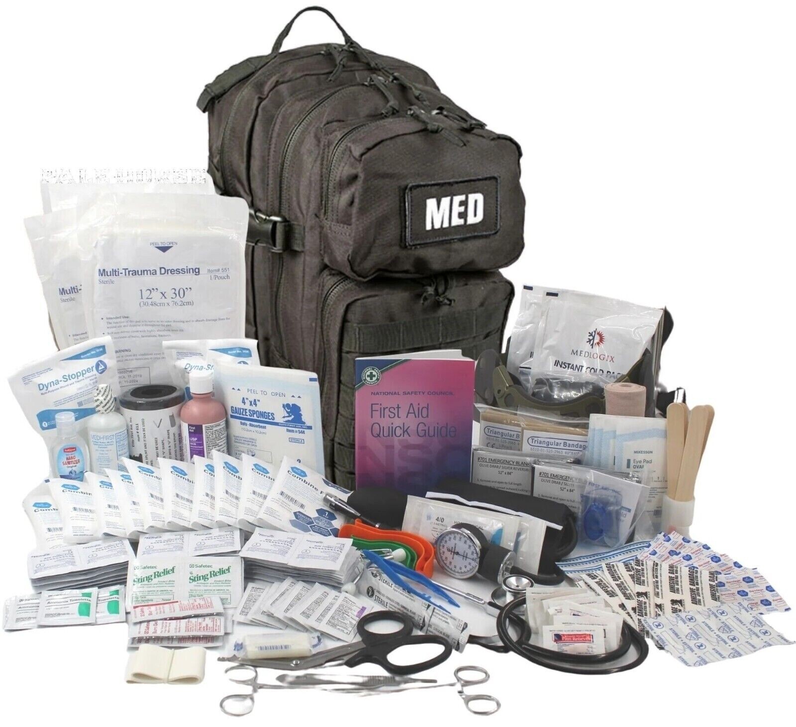 ELITE FIRST AID Tactical Trauma Kit #3 STOCKED w/ Backpack Medic Survival BLACK