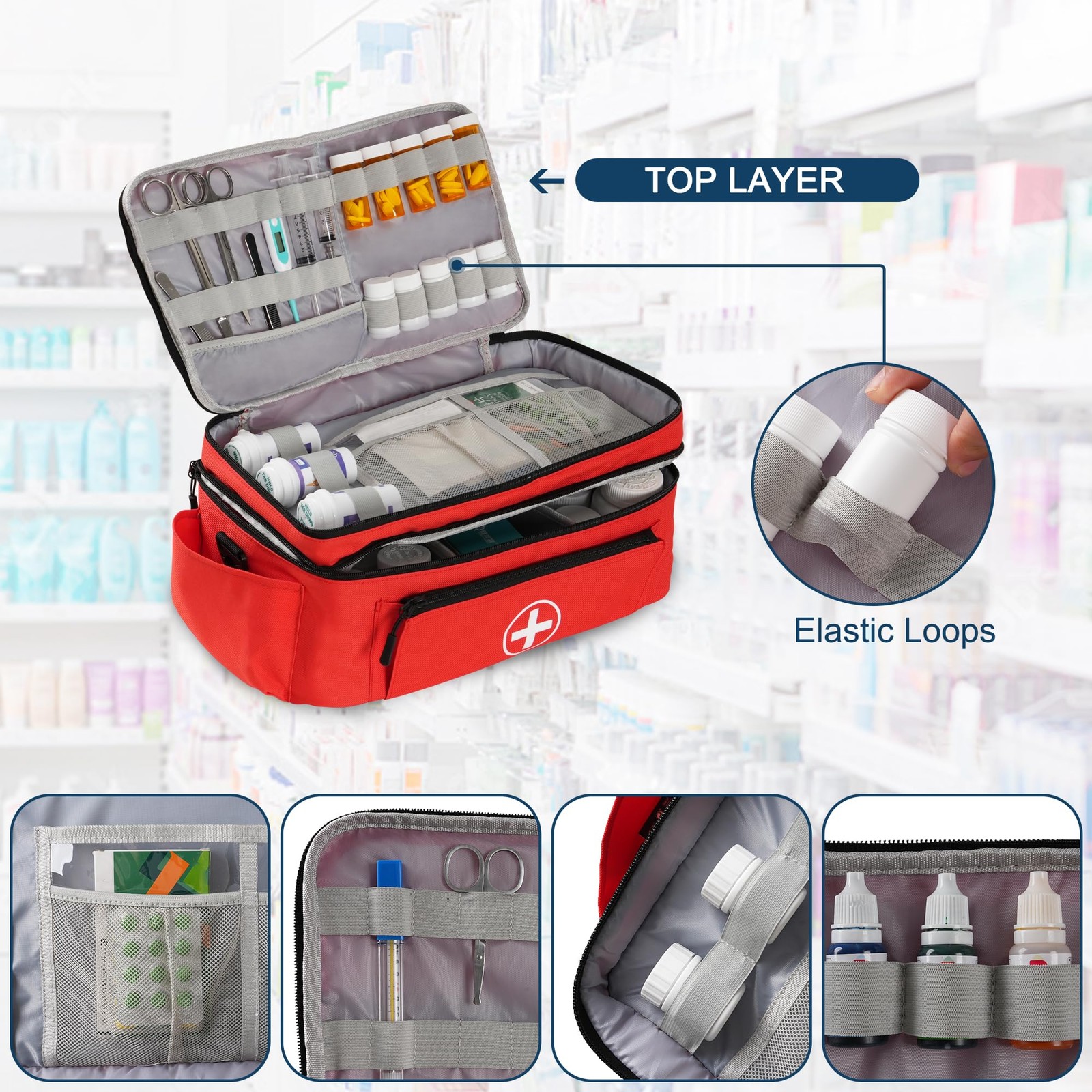 Medicine Organizer and Storage Bag Empty, Family First Aid , Bottle Organizer…