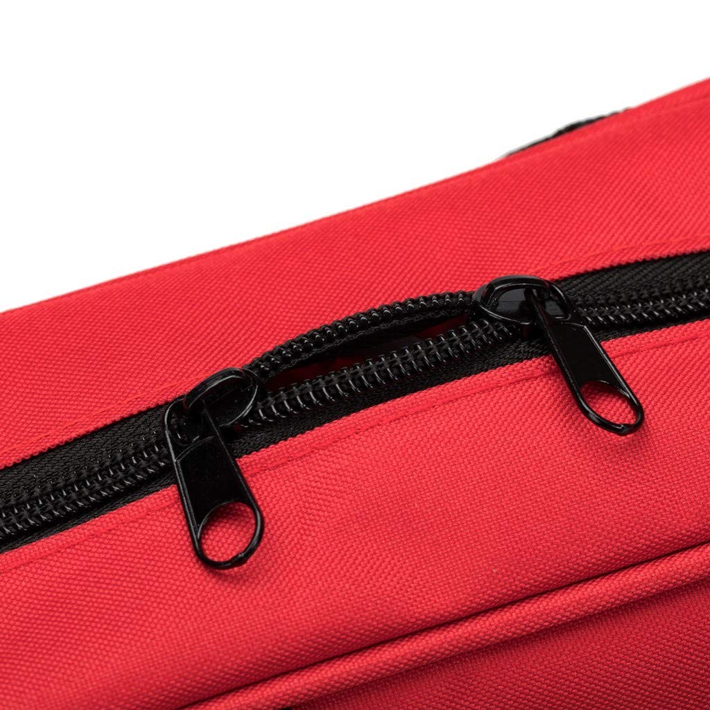 Jipemtra Red First Aid Bag Empty Travel 1 Count (Pack of 1), with Folders