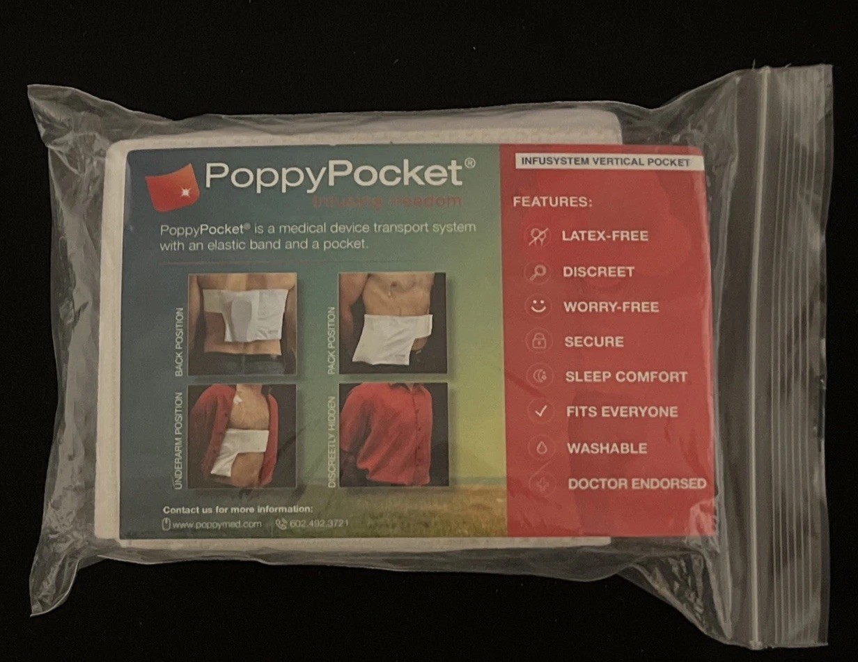 New In Pack PoppyPocket Medical Device Transport System White Vertical Pocket