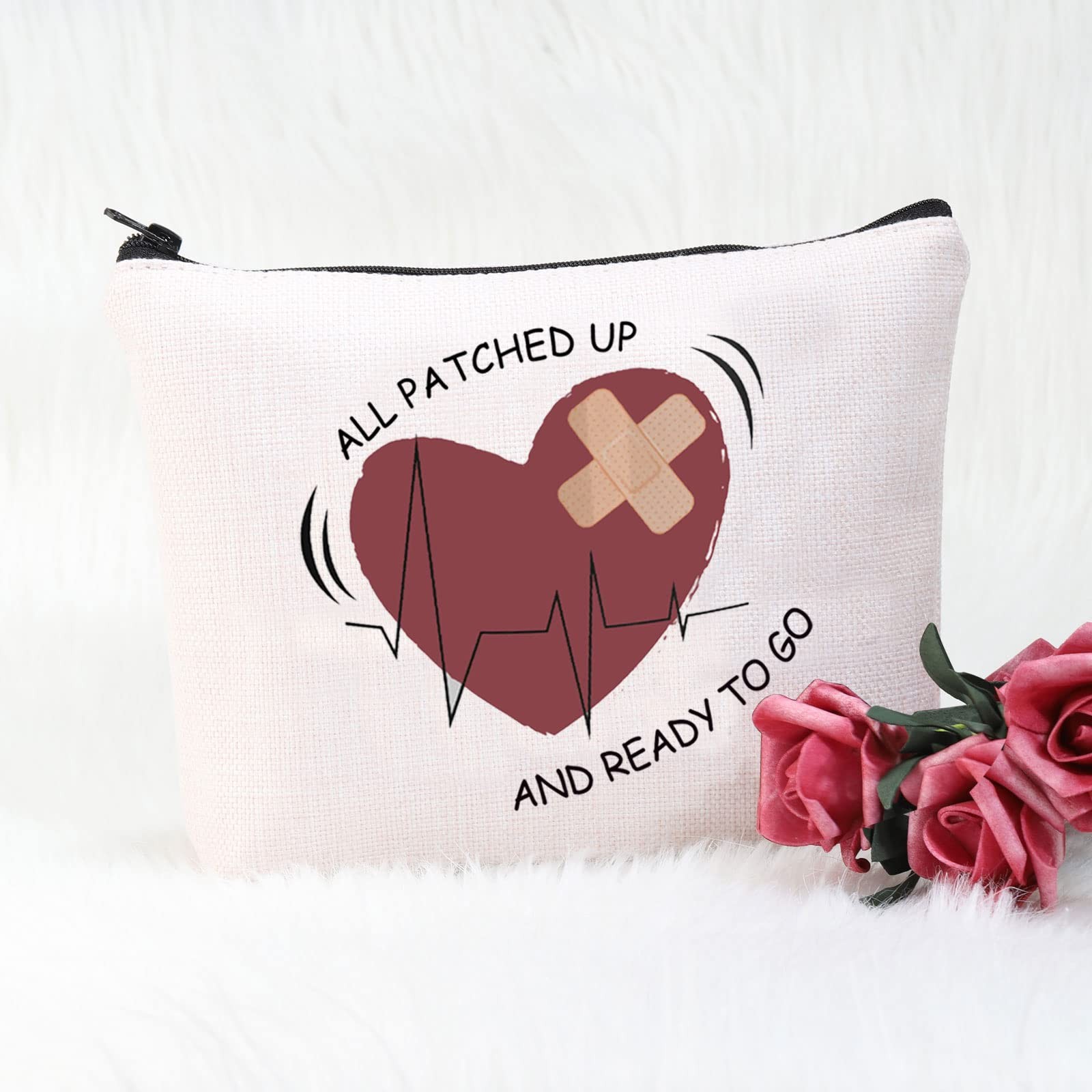 POFULL Heart Warrior Cosmetic Bag – Open Surgery All Patched up bag