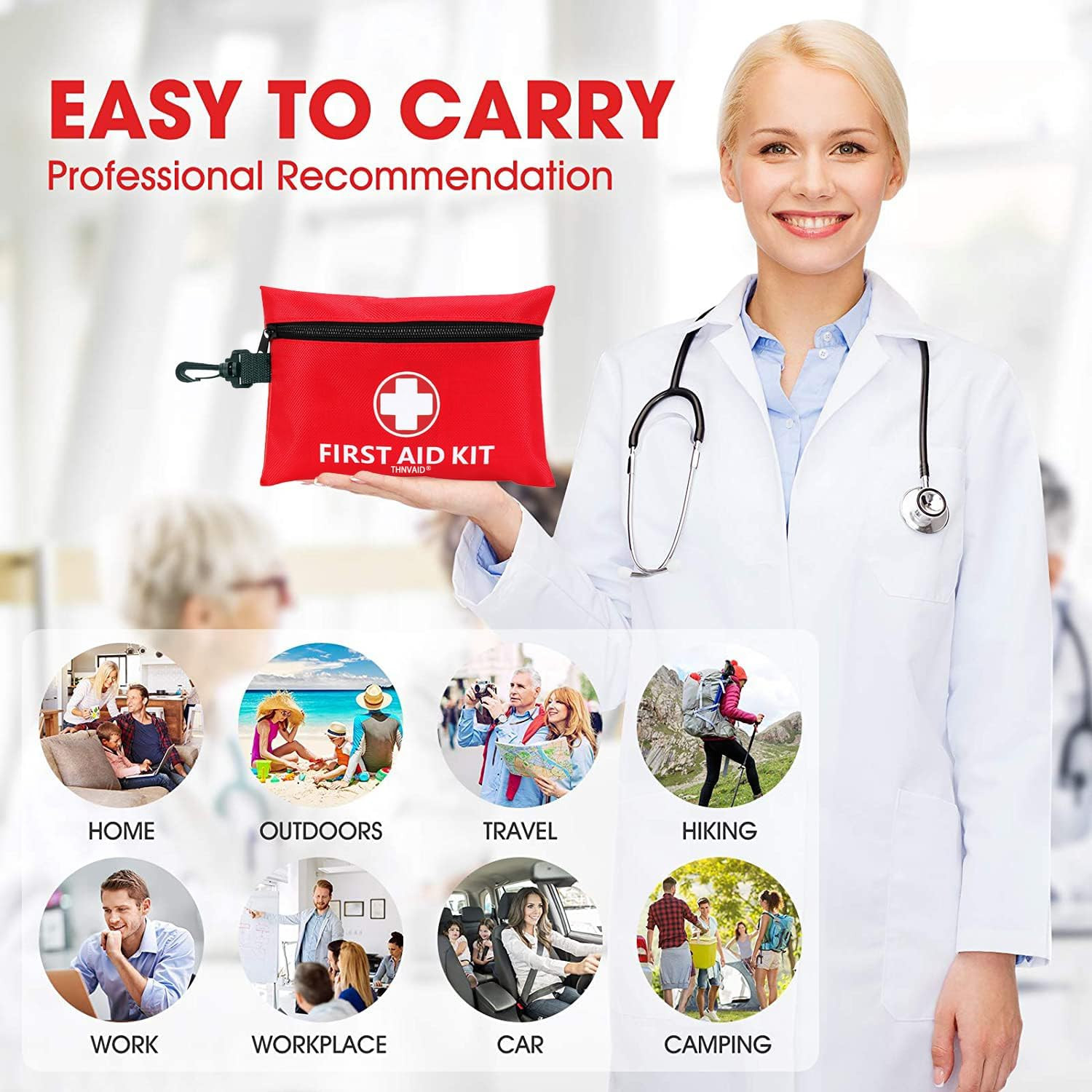 Mini First Aid Kit – 147 Piece Small First Aid Kit,With Rotatable Buckle Ideal f
