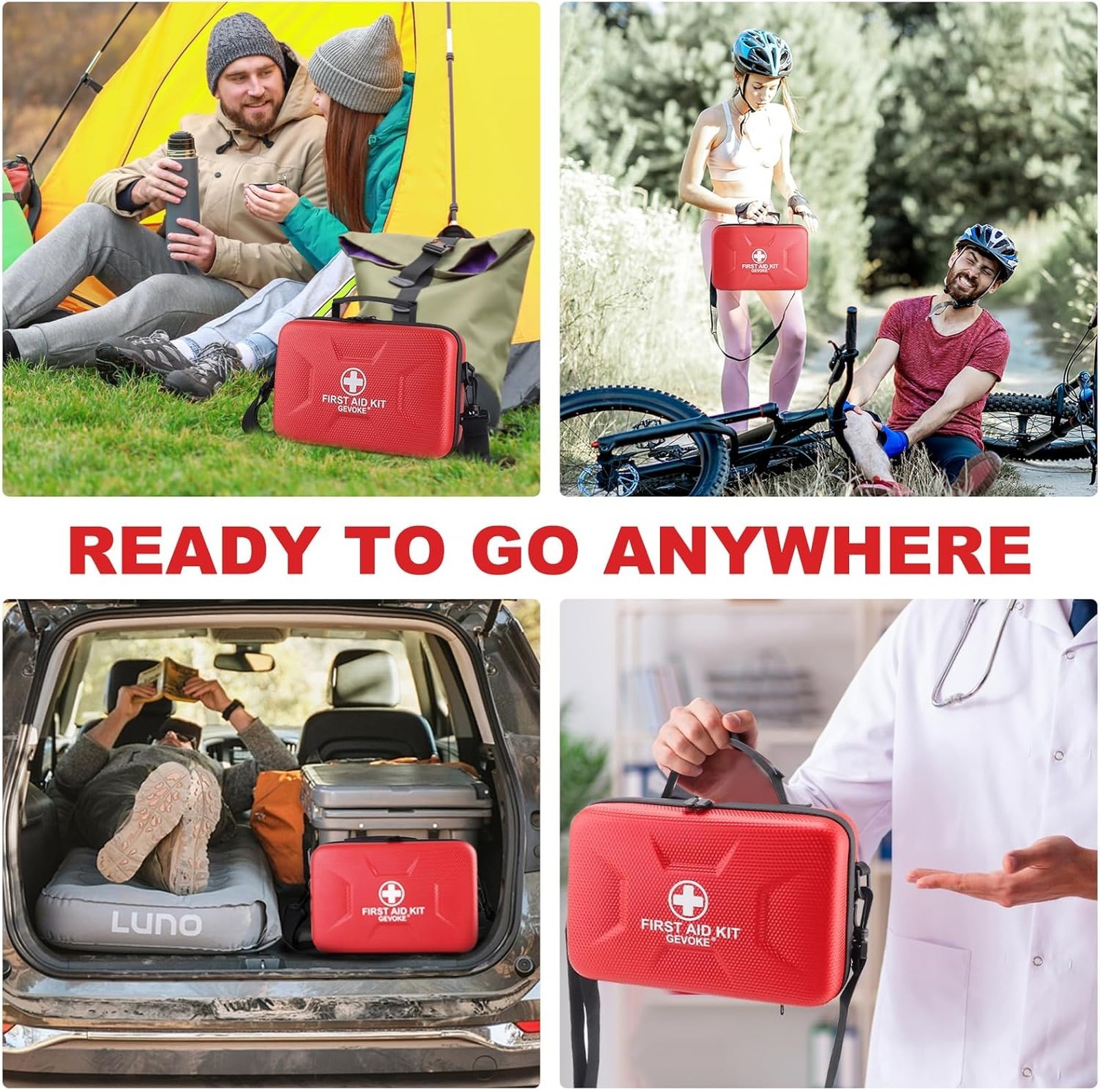 First Aid Kit Waterproof Hard Shell 410 Piece Emergency Medical Supplies for