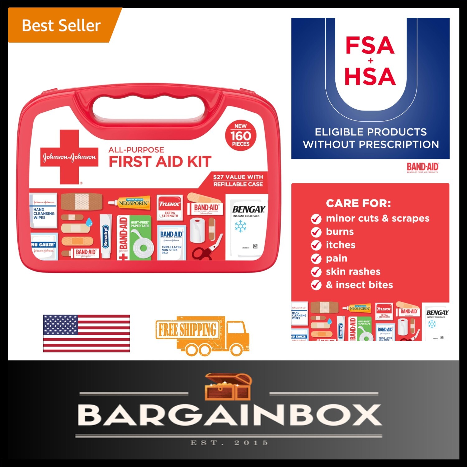 Compact & Lockable 160-Piece First Aid Kit for Minor Injuries – Travel Ready